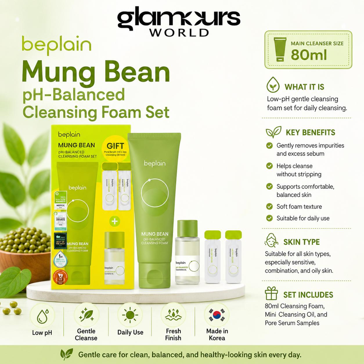 Beplain Mung Bean Cleansing Foam Set 80ml